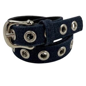 Perry Ellis Denim Grommet Belt Skinny Indigo Blue Y2K Grunge Size L